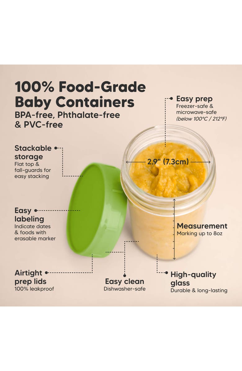 KeaBabies 4-Pack Prep Jars Food Glass Containers, Alternate, color, Kea