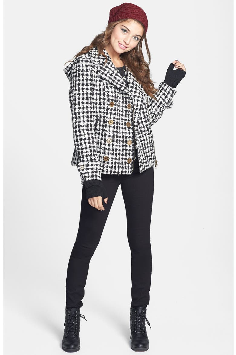 Houndstooth Coat, Alternate, color, BLACK/ WHITE