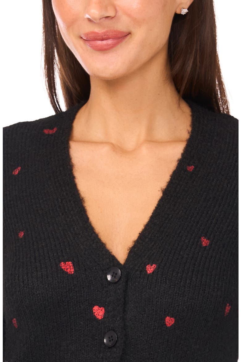Foil Heart Cardigan, Alternate, color, RICH BLACK