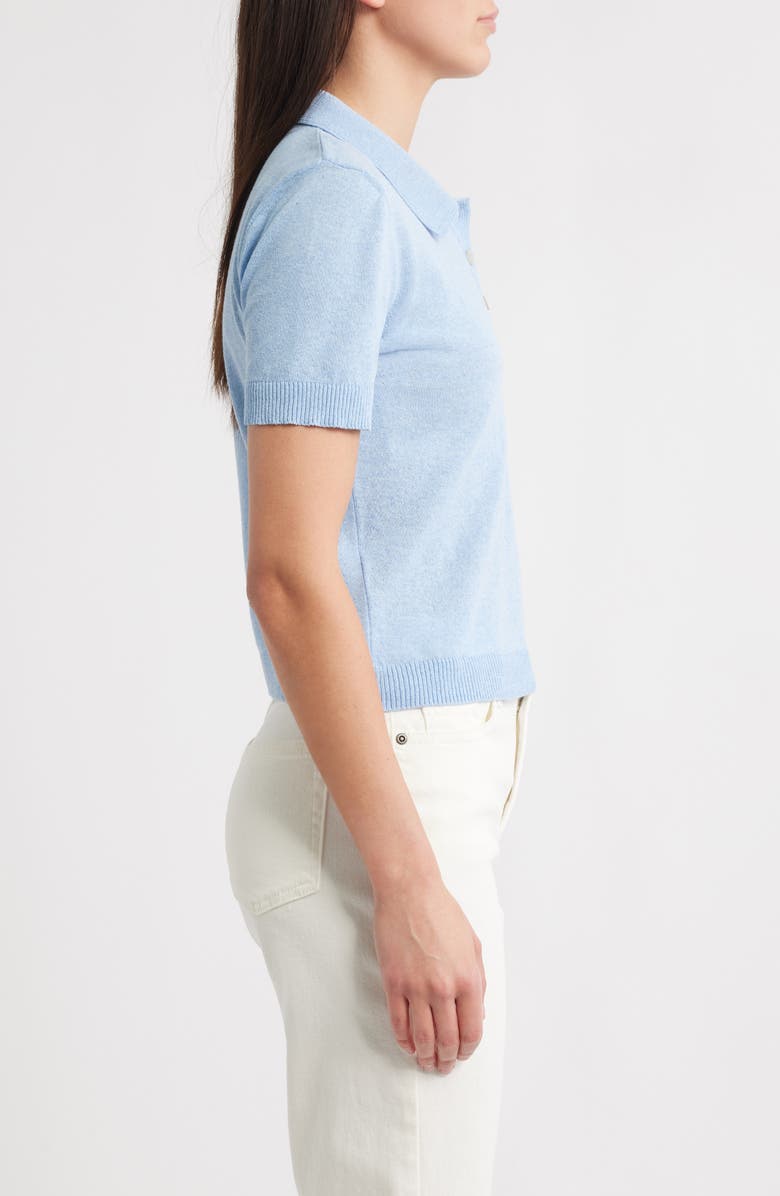 MANGO Cielo Short Sleeve Polo Sweater, Alternate, color, Blue