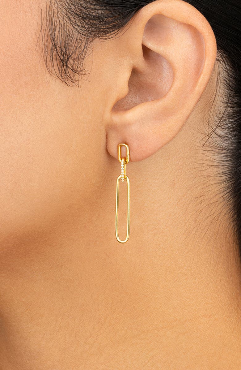 Sterling Forever Samantha CZ Paperclip Drop Earrings, Alternate, color, Gold