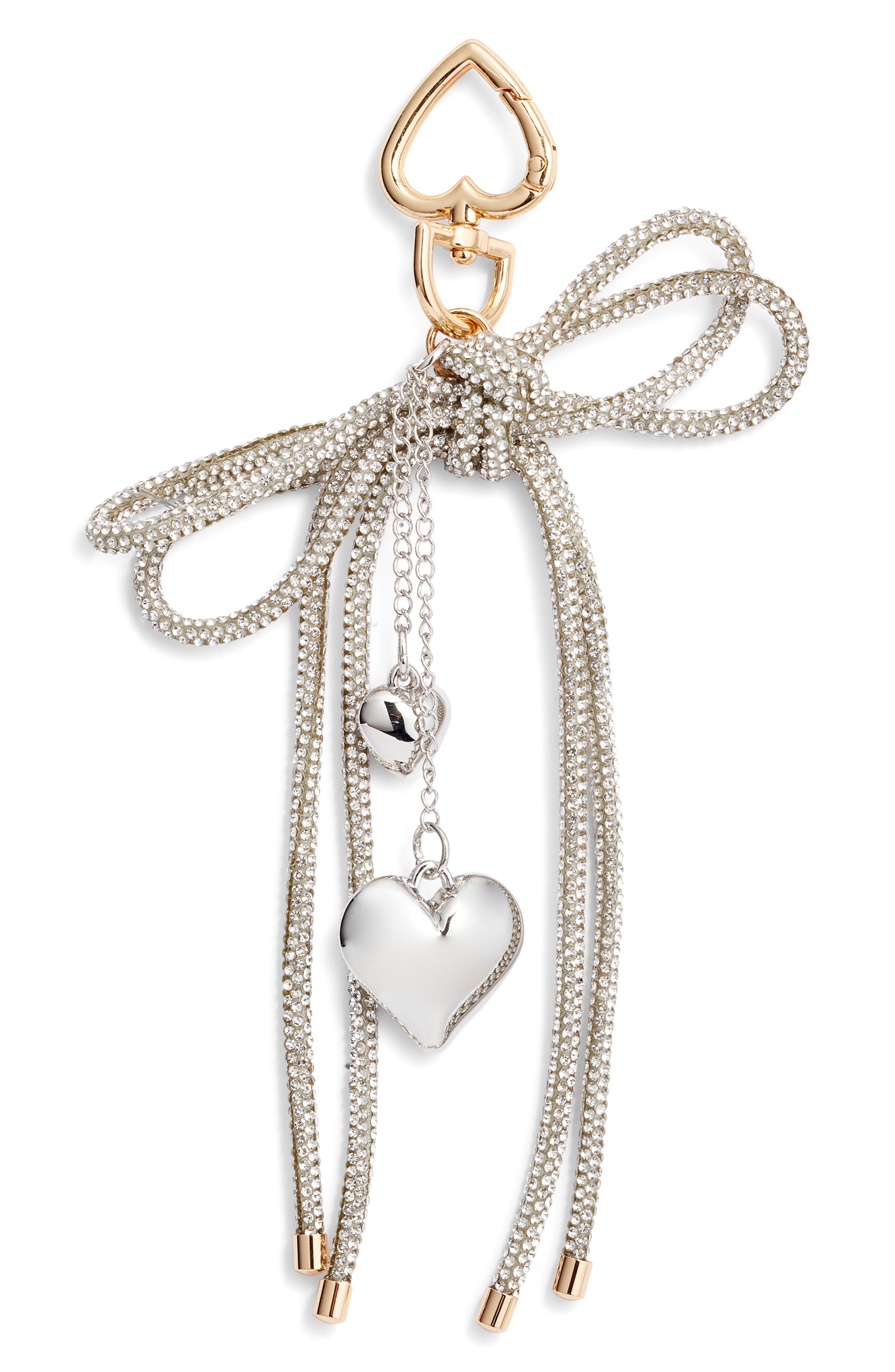 Chelsea28 Crystal Bow Bag Charm, Main, color, Silver Multi- Gold