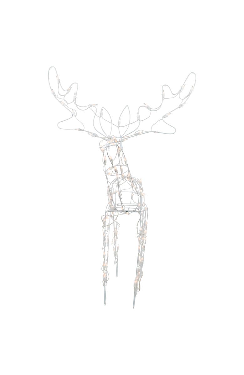 Northlight 48" Lighted White Standing Reindeer Outdoor Christmas Yard Decoration, Alternate, color, 