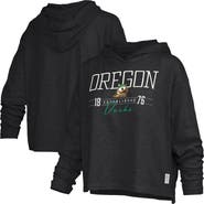 PRESSBOX Women's Pressbox Black Oregon Ducks Castillo Slub Waist Length Long Sleeve Hooded T-Shirt