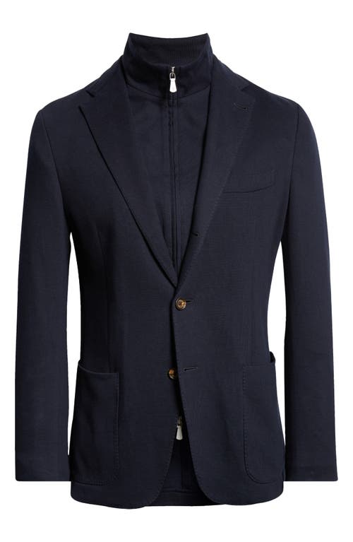Eleventy Cotton Blend Knit Sport Coat With Removable Bib In 11nn Blue