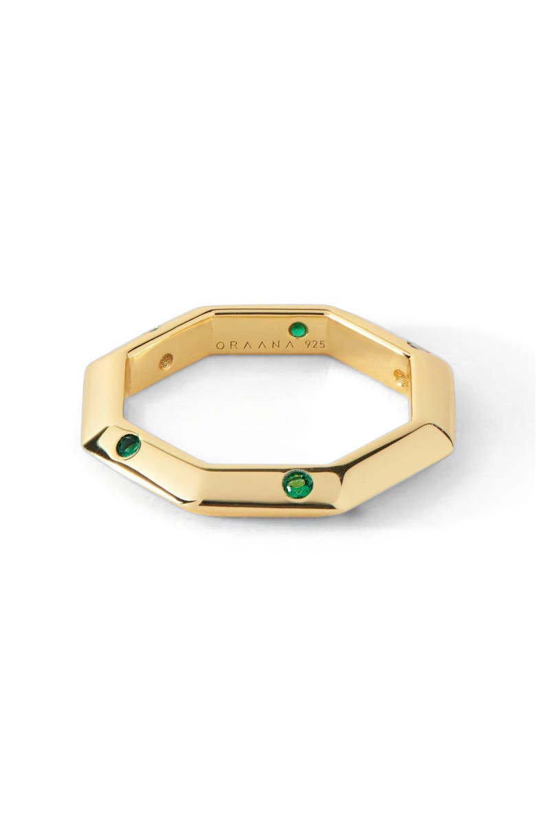 Ora Ana The Athena Double-Sided Burnish Ring, Main, color, Gold/Emerald Cz