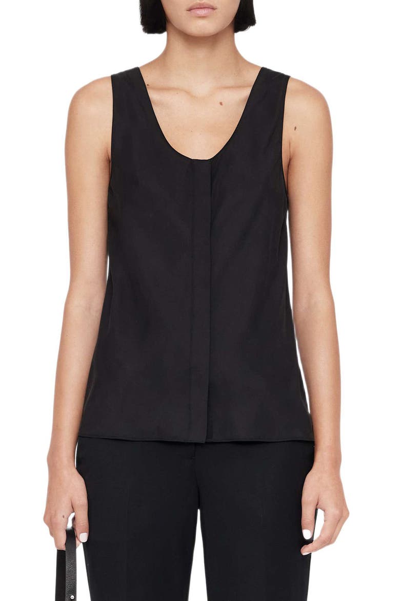 Milla Silk Blend Tank, Main, color, BLACK