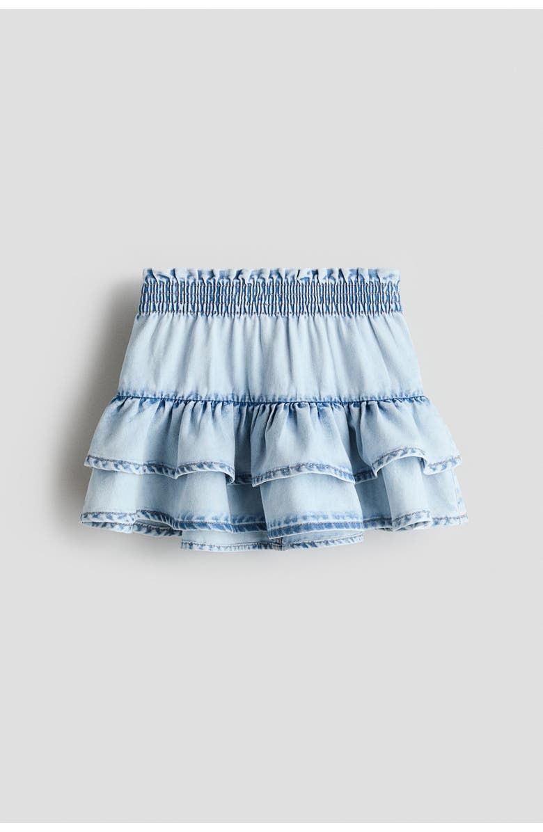 H&M Tiered Denim Skirt, Main, color, Light Denim Blue