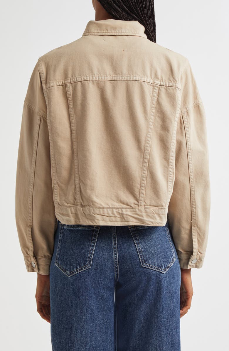 L'AGENCE Vianney High-Low Crop Denim Jacket, Alternate, color, Pale Khaki