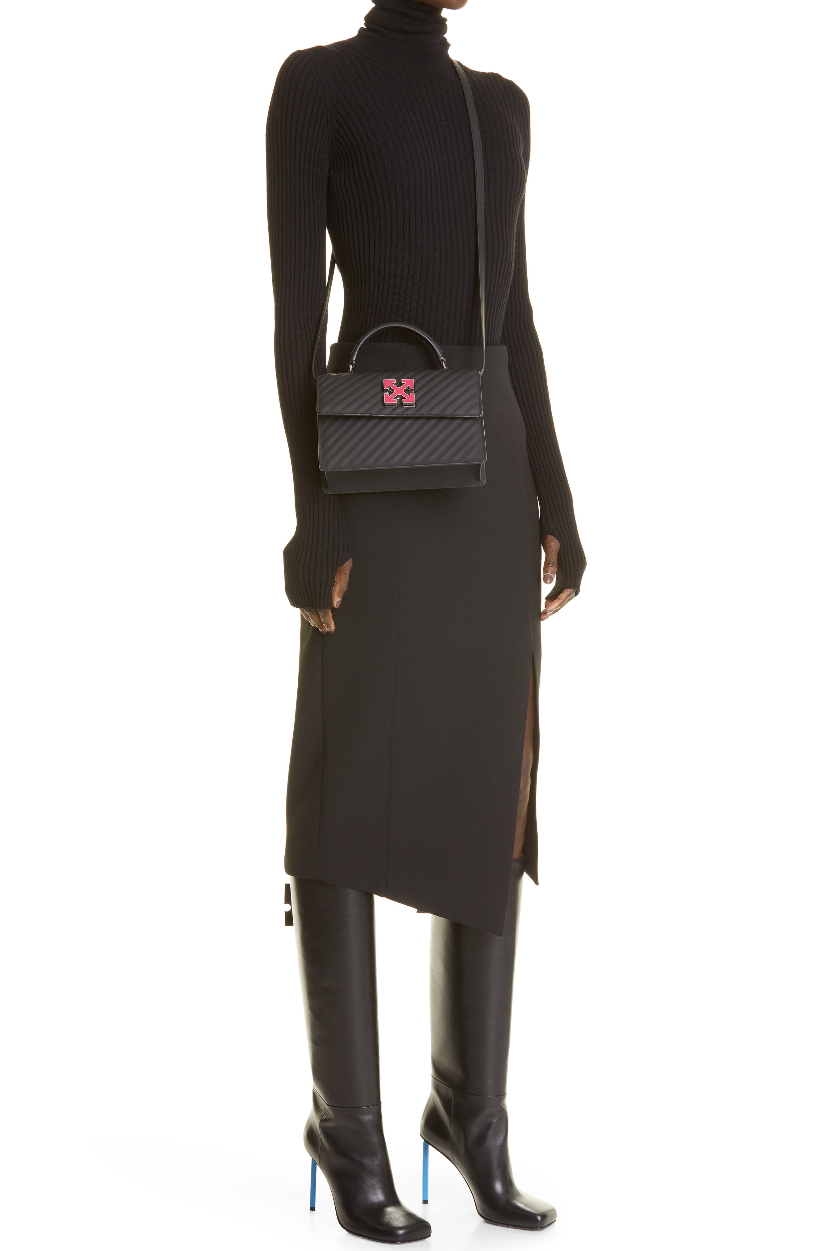 Off-White Jitney 2.0 Leather Shoulder Bag, Alternate, color, 