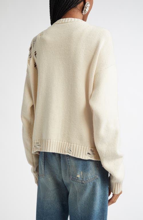 Shop Area Distressed Crystal Cardigan In Cream