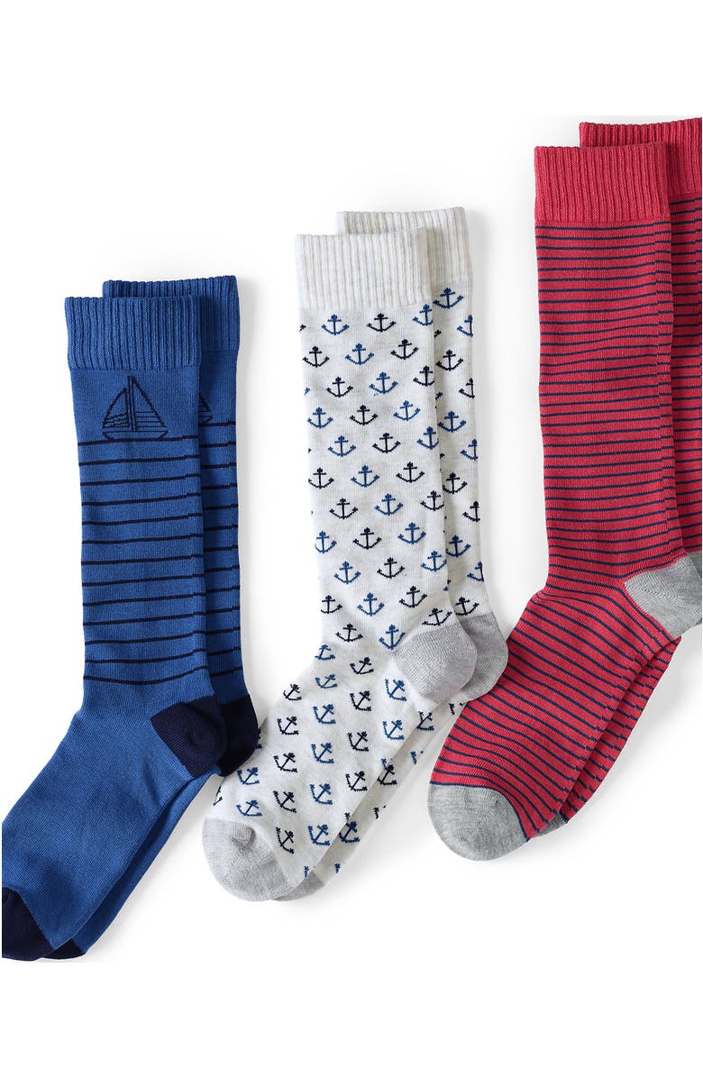 Lands' End Novelty Dress Socks 3 Pack, Main, color, Mariner Pack