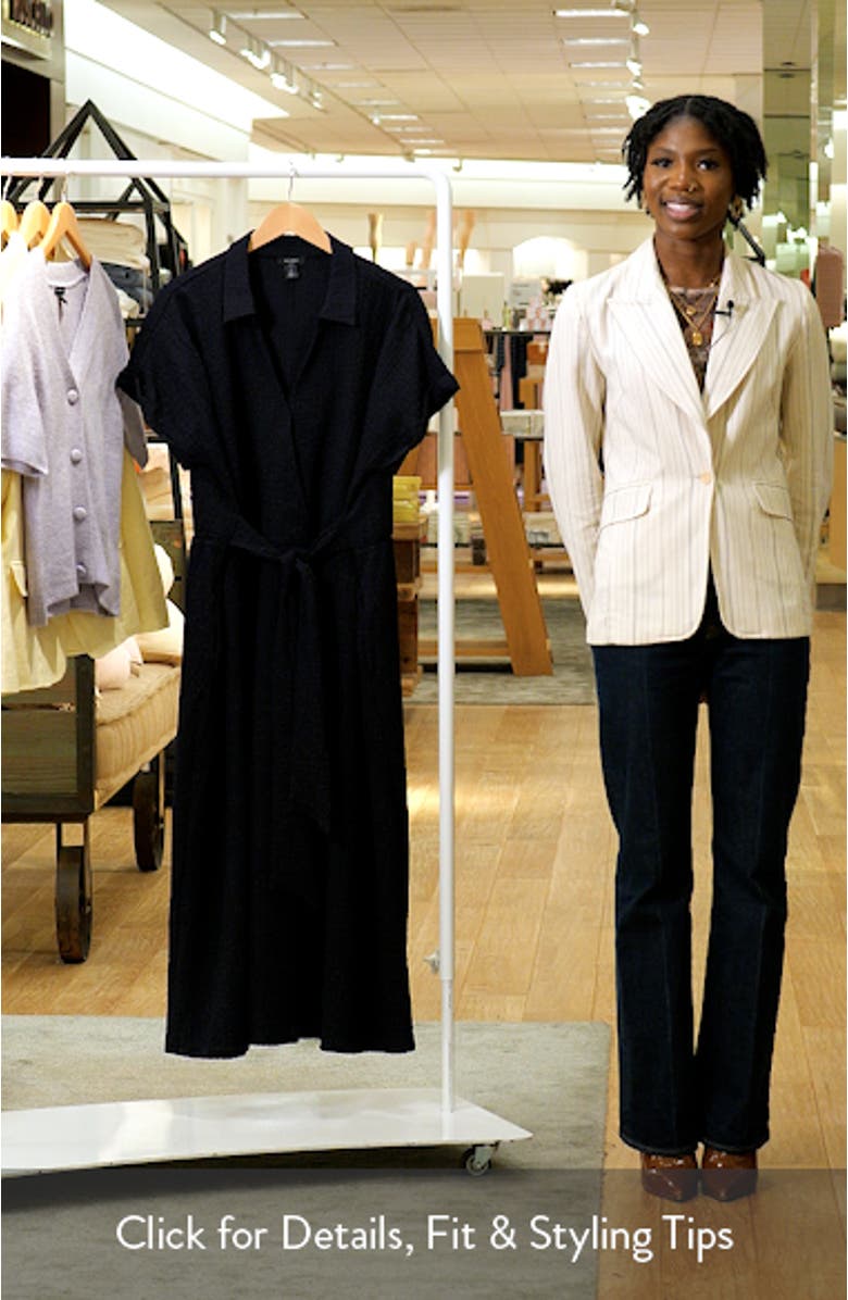 Tie Belt Textured Midi Dress, sales video thumbnail