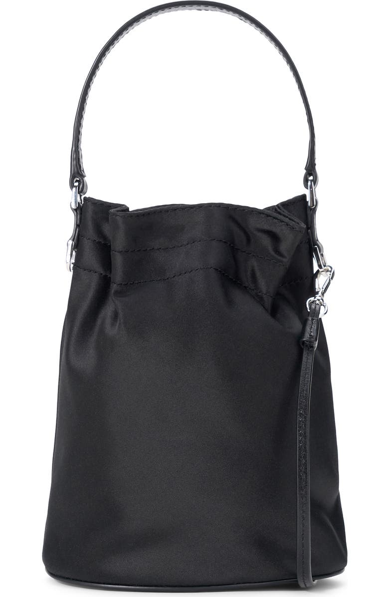 STAUD Lila Satin Mini Bucket Bag, Alternate, color, Black
