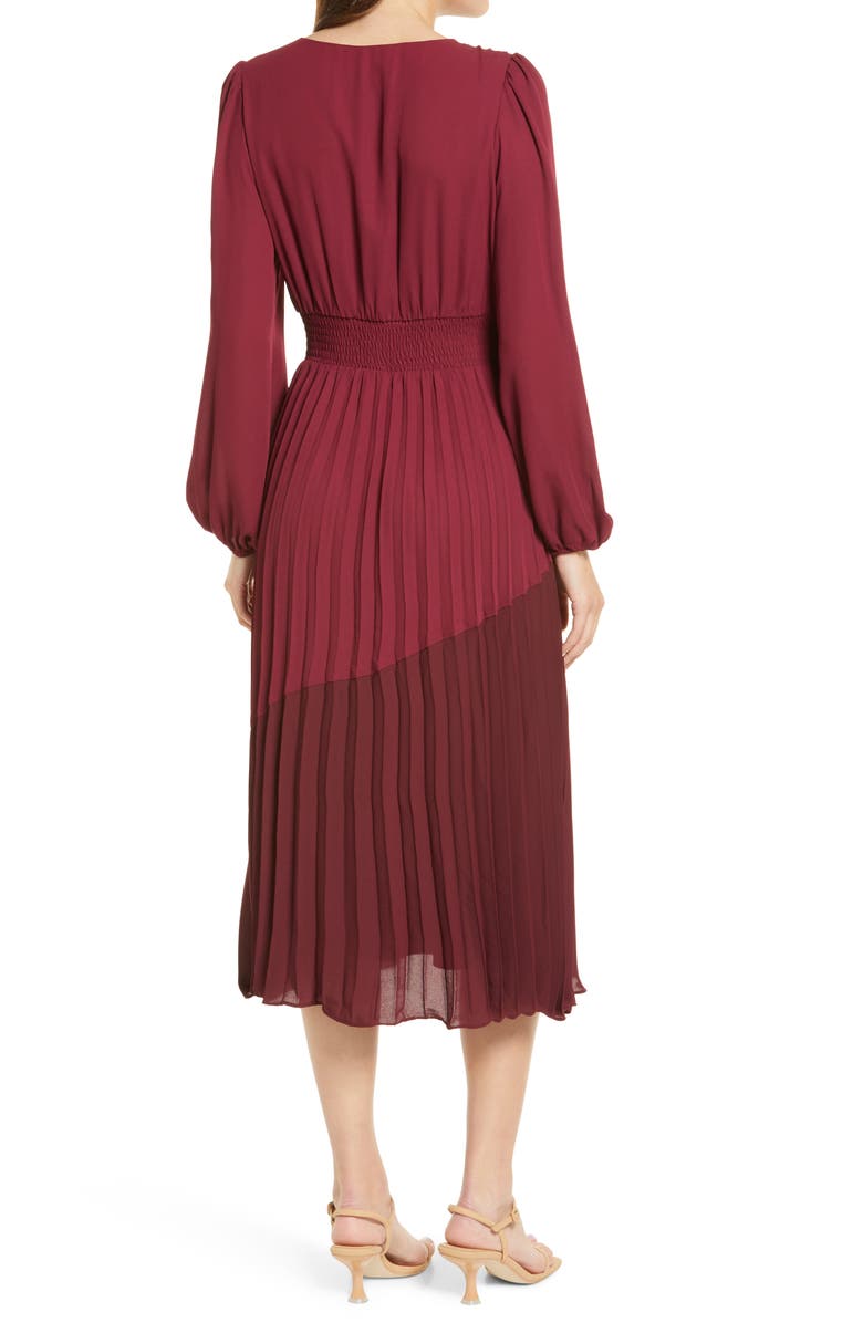 Chelsea28 Button Pleated Long Sleeve Maxi Dress, Alternate, color,