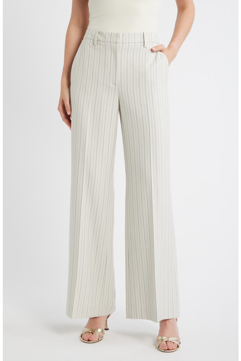 The Liliana Stripe Wide Leg Pants, Main, color, TAN WITH BLACK PINSTRIPE