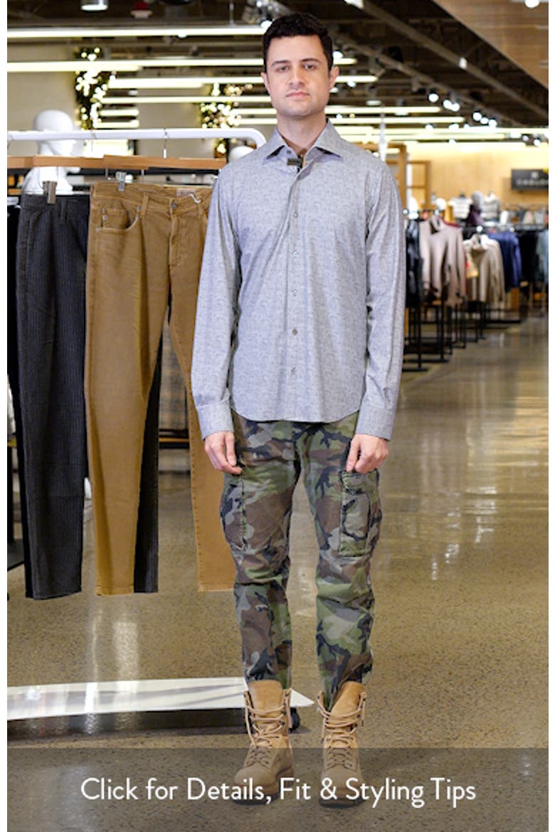 Jagged Heathered Herringbone Print Knit Nylon Blend Dress Shirt video