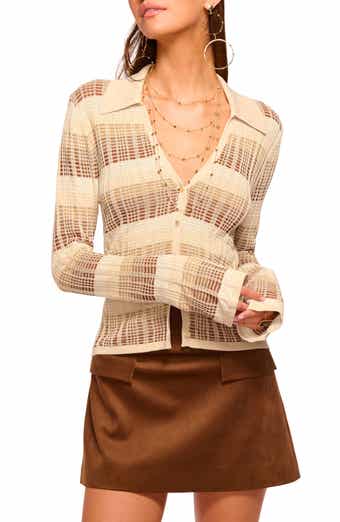 Ramy Brook Ivana Plaid Cotton Blend Cardigan