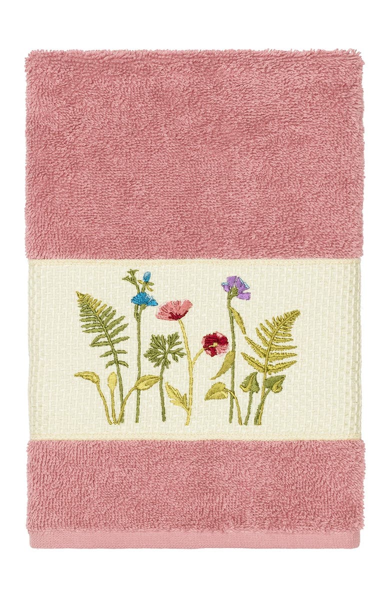 Linum Home Textiles Serenity Embellished Hand Towel - Tea Rose, Main, color, Tea Rose