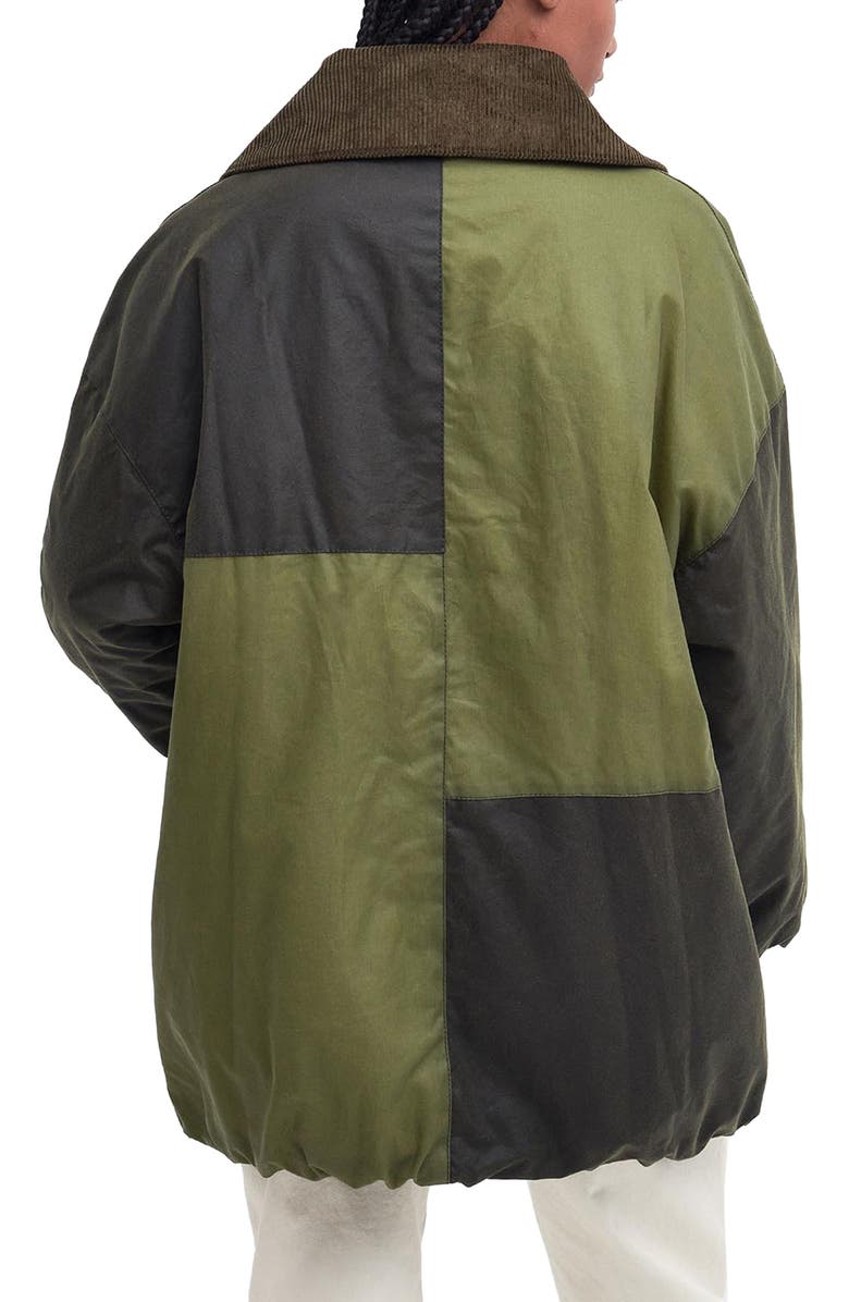 BARBOUR X GANNI Colorblock Oversize Waxed Cotton Bomber Jacket, Alternate, color, 