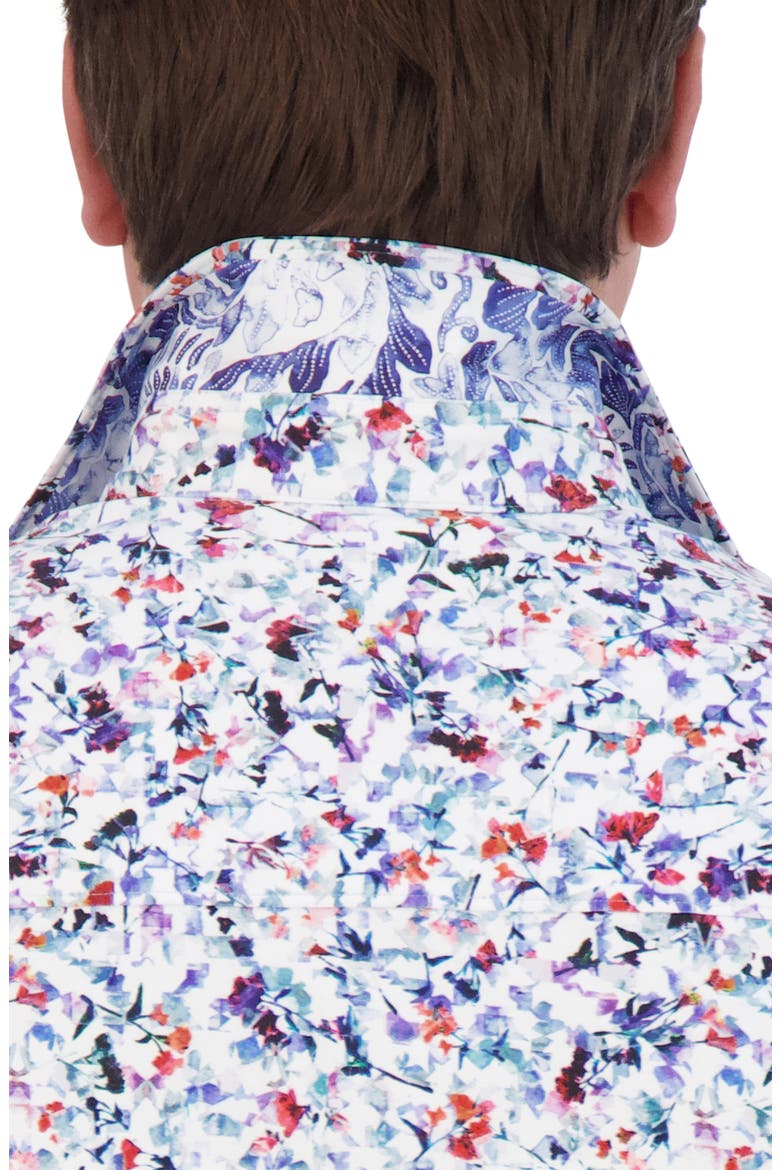 Bavaro Floral Short Sleeve Cotton Knit Button-Up Shirt, Alternate, color, WHITE MULTI