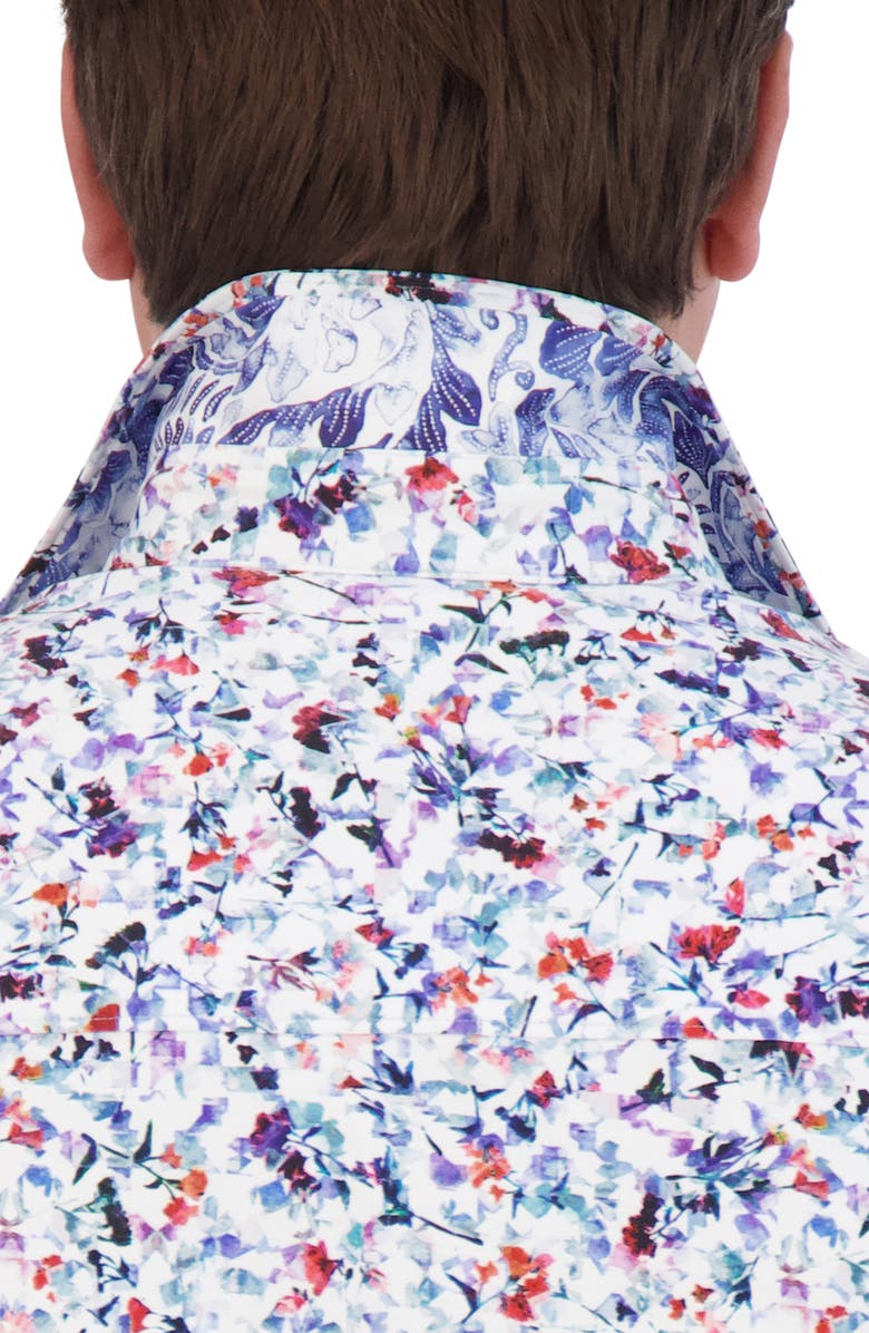 Robert Graham Bavaro Floral Short Sleeve Cotton Knit Button-Up Shirt, Alternate, color,