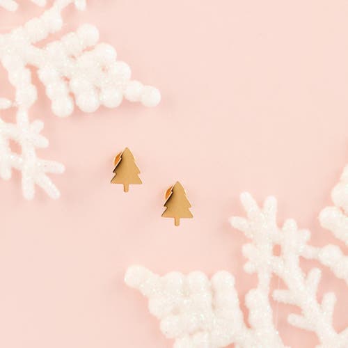 Pip Pop Christmas Tree Stud Earrings In Gold