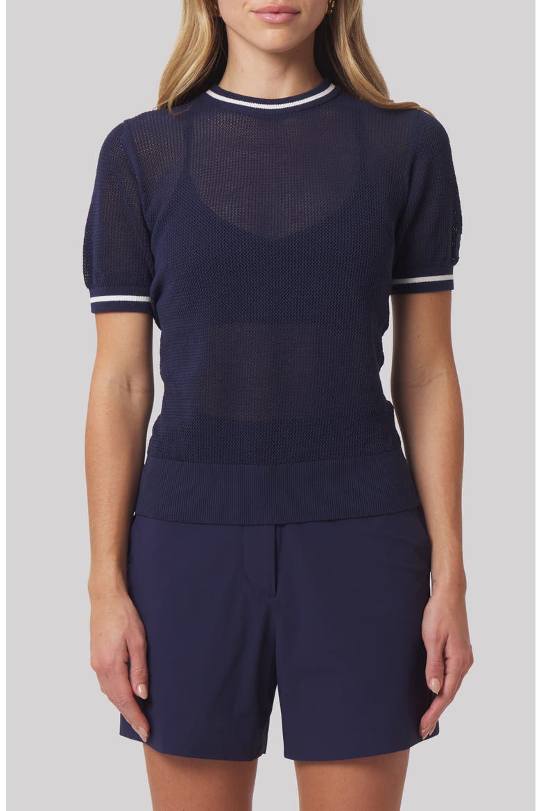 Sydney Cotton Mesh Golf T-Shirt, Main, color, LEGACY NAVY WHITE