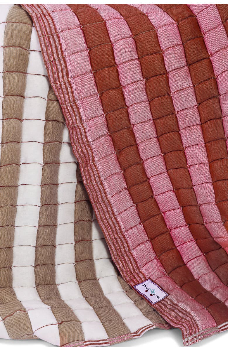 Inner Child Dusty Pink & Taupe Reversible Sujani Quilt, Alternate, color, Queen