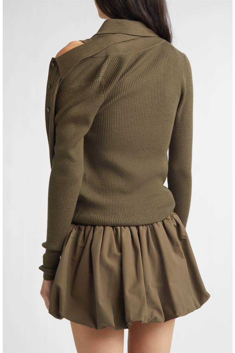Fold-Up Slim Merino Wool Rib Cardigan, Alternate, color, TEAK