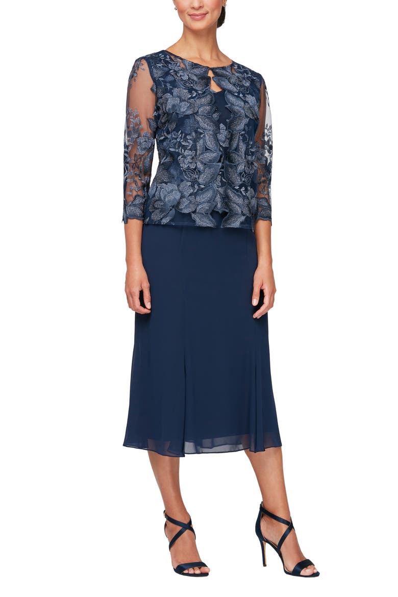Mock Jacket Midi Dress, Main, color, NAVY