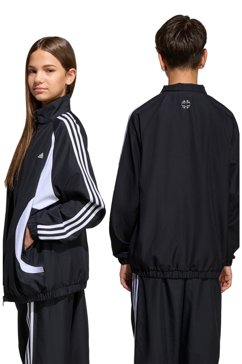 Kids' Teamgeist Loose Fit Track Jacket, Alternate, color, BLACK/ WHITE/ WHITE
