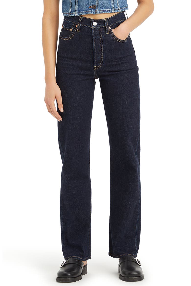 Ribcage High Waist Straight Leg Jeans, Main, color, SMALL COURSE