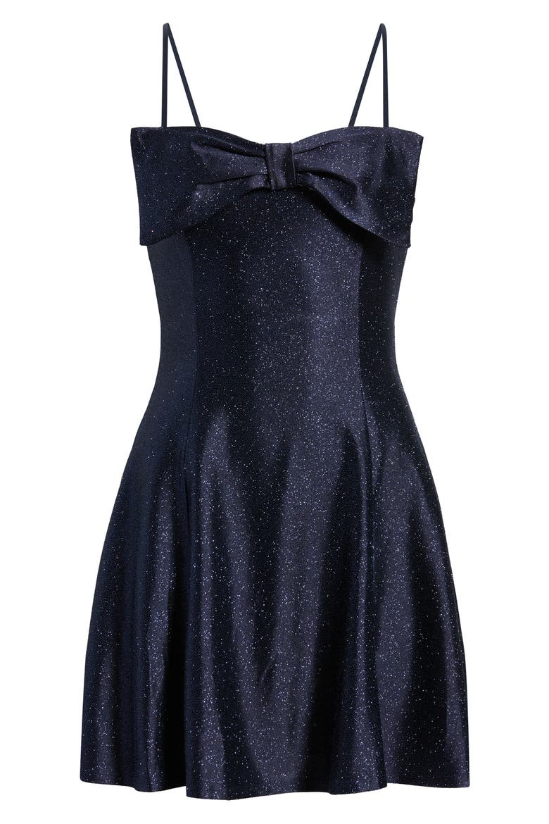 Glitter Bow Front Sleeveless Minidress, Alternate, color, NAVY