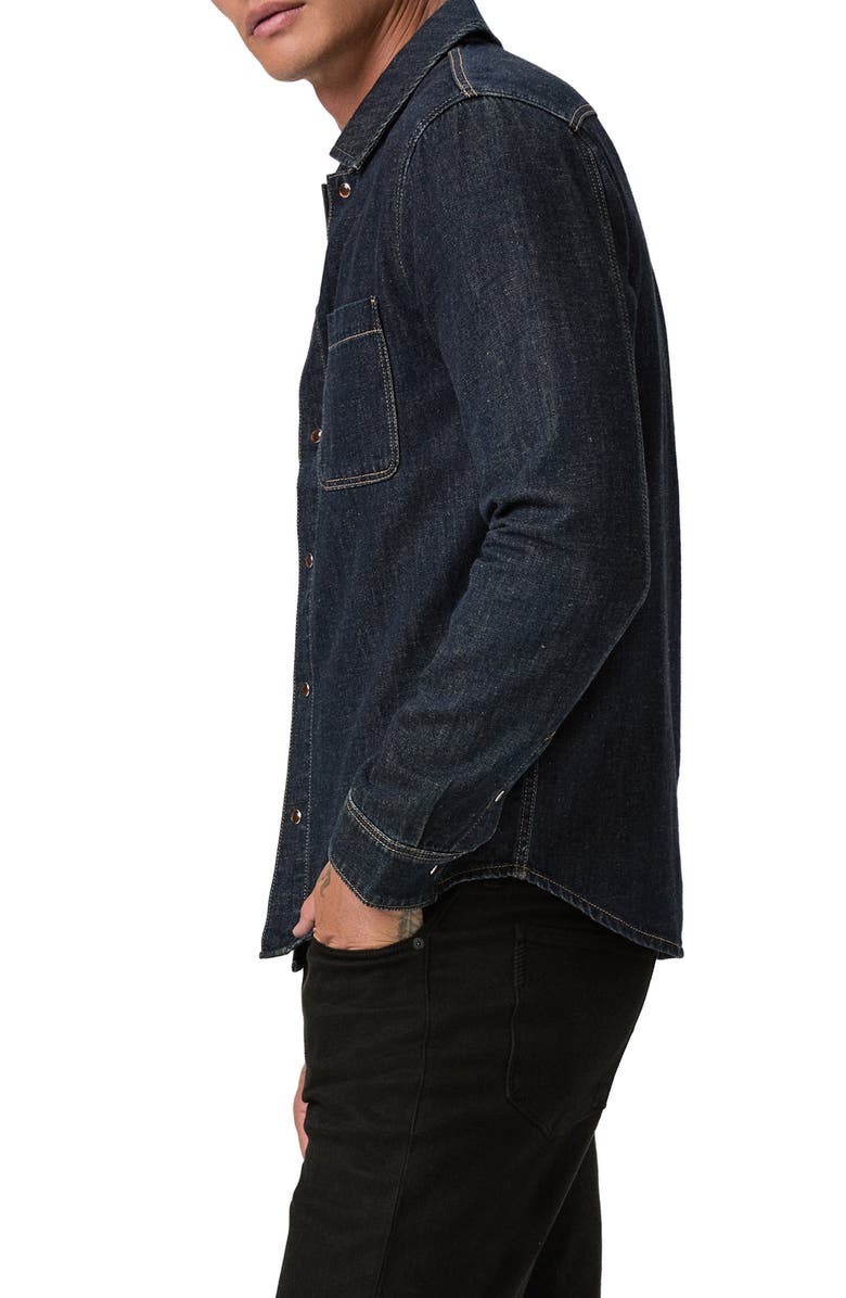 PAIGE Darindo Cotton & Linen Denim Snap-Up Overshirt, Alternate, color, Dupont