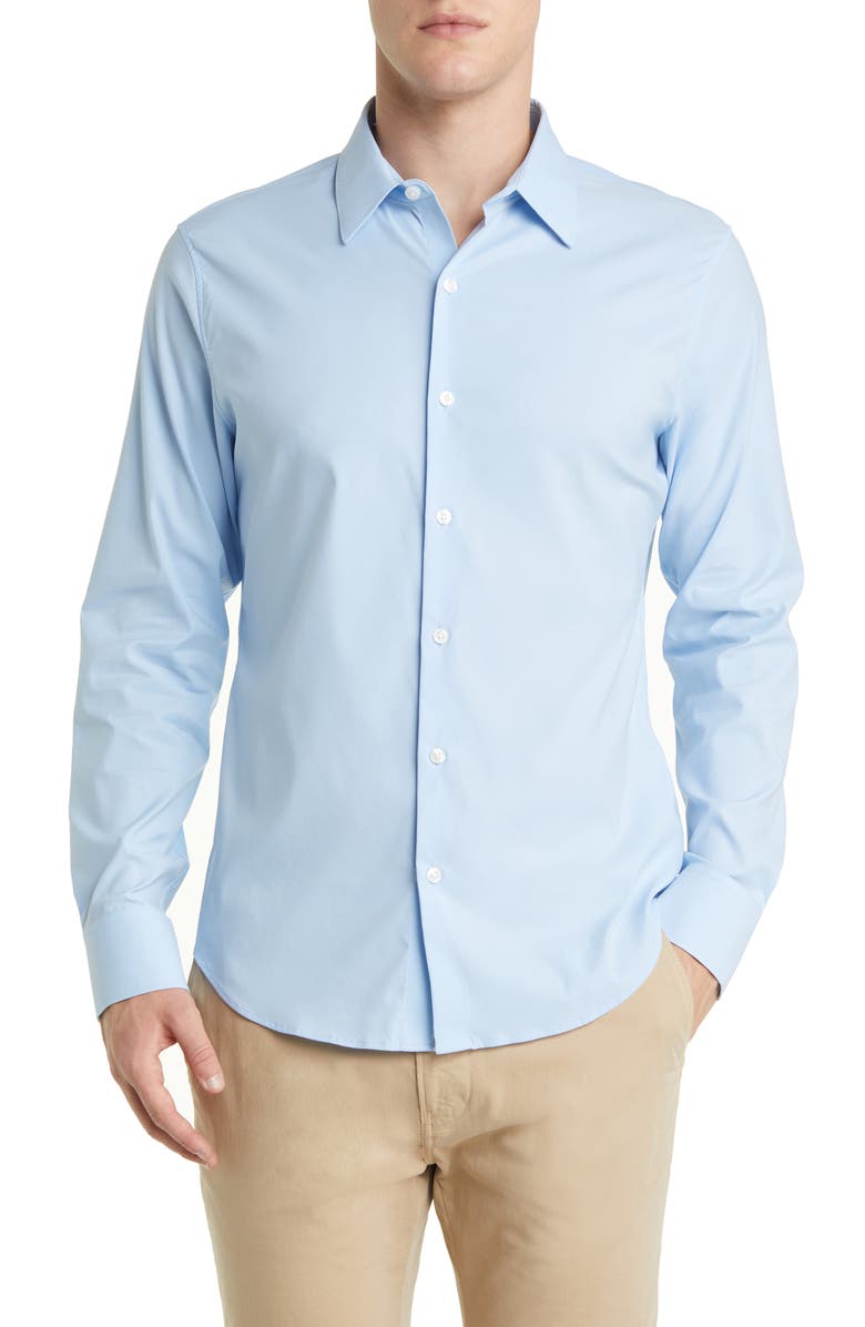 Bonobos Slim Fit Tech Button-Up Shirt, Main, color, Solid - Blue