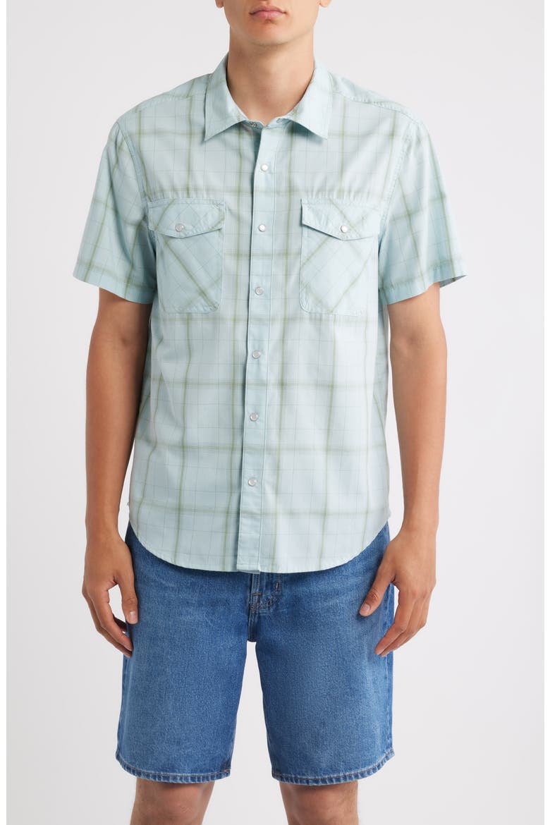 The Breezy Wayne Plaid Short Sleeve Shirt, Main, color, SEAFOAM PLAID