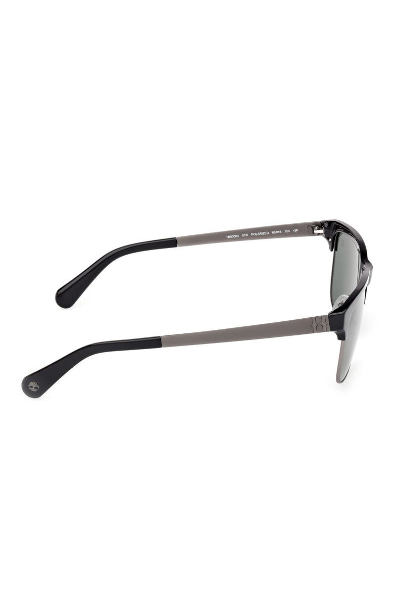 60mm Sunglasses, Alternate, color, SHINY BLACK / GREEN POLARIZED