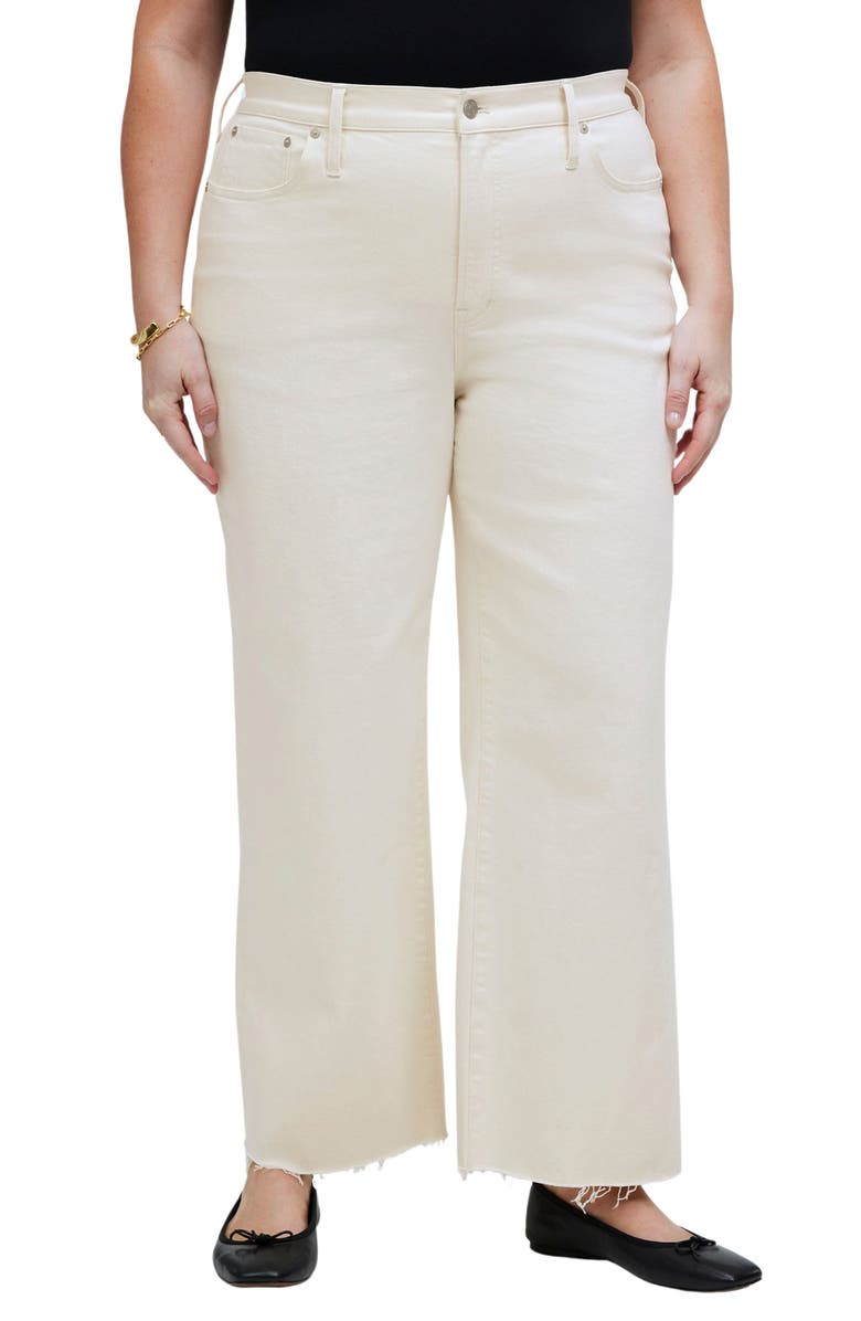 Madewell The Perfect Vintage Raw Hem High Waist Crop Wide Leg Jeans, Alternate, color, 