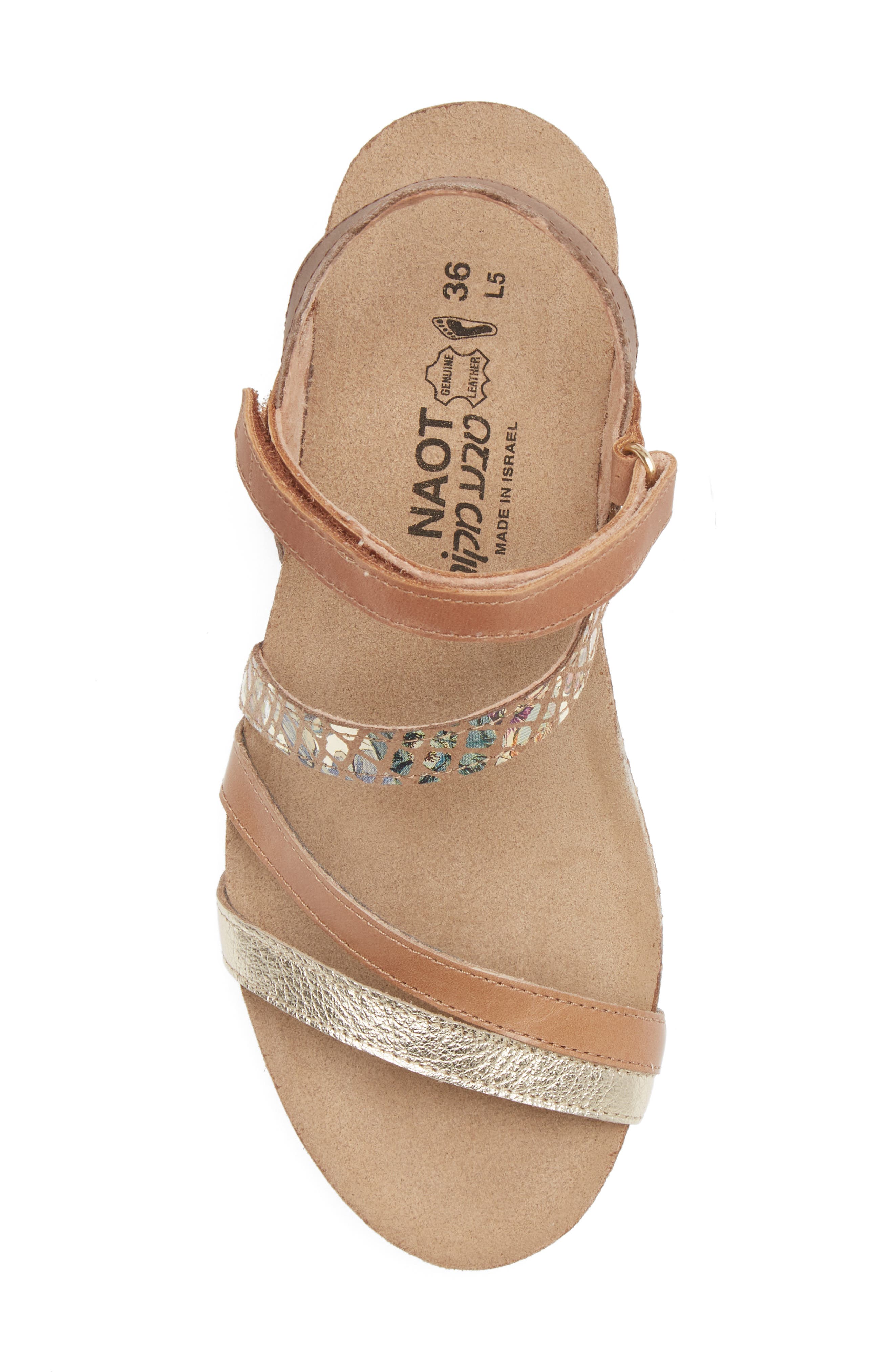 Hero Strappy Wedge Sandal, Alternate, color, GOLD/ TAN/ FLORAL/ LATTE