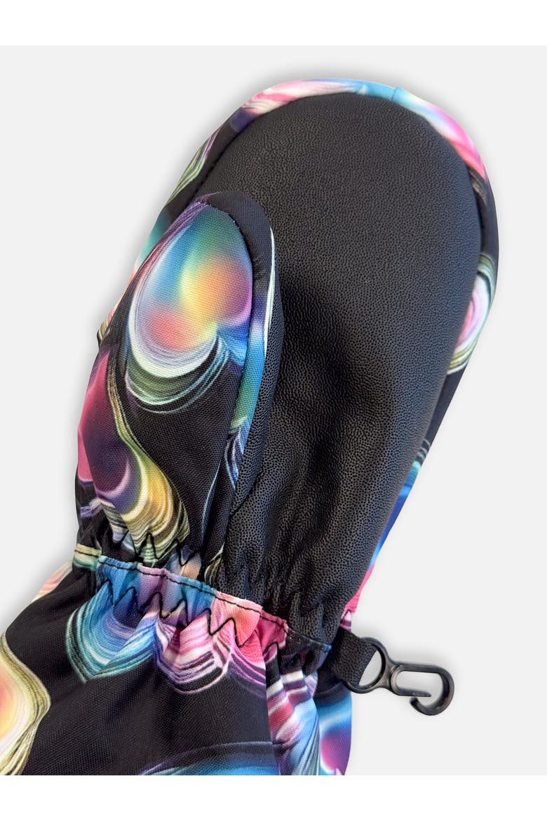 Heart Play Waterproof Rubberized Palm Winter Mittens, Alternate, color, Black Printed with Hearts