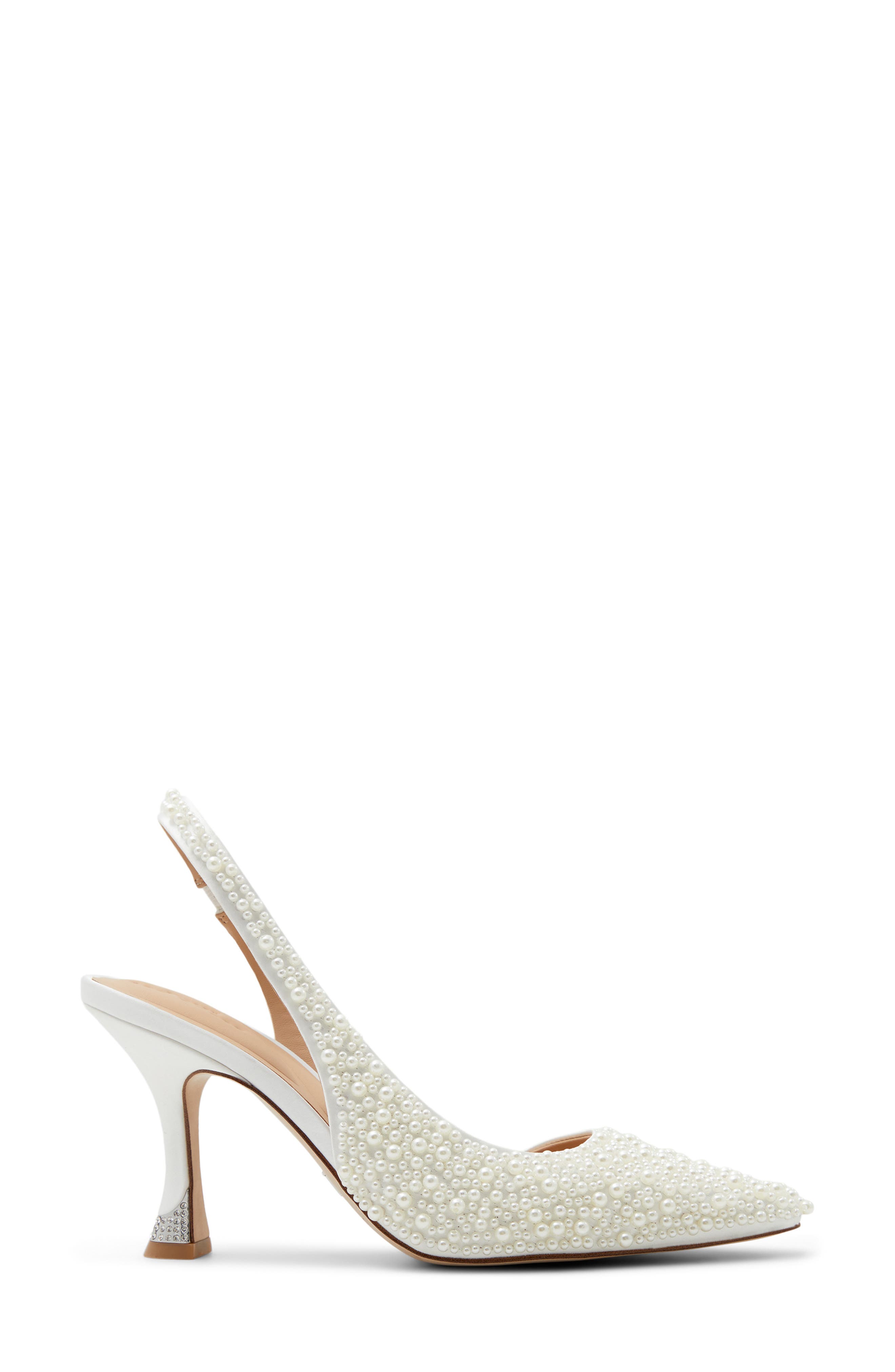 Ari Imitation Pearl Slingback Half D'Orsay Pointed Toe Pump, Alternate, color, WHITE