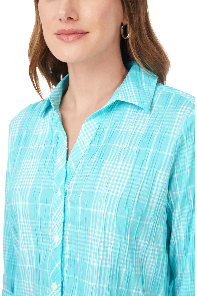 Faith Beach Plaid Button-Up Tunic Shirt, Alternate, color, OCEANSIDE
