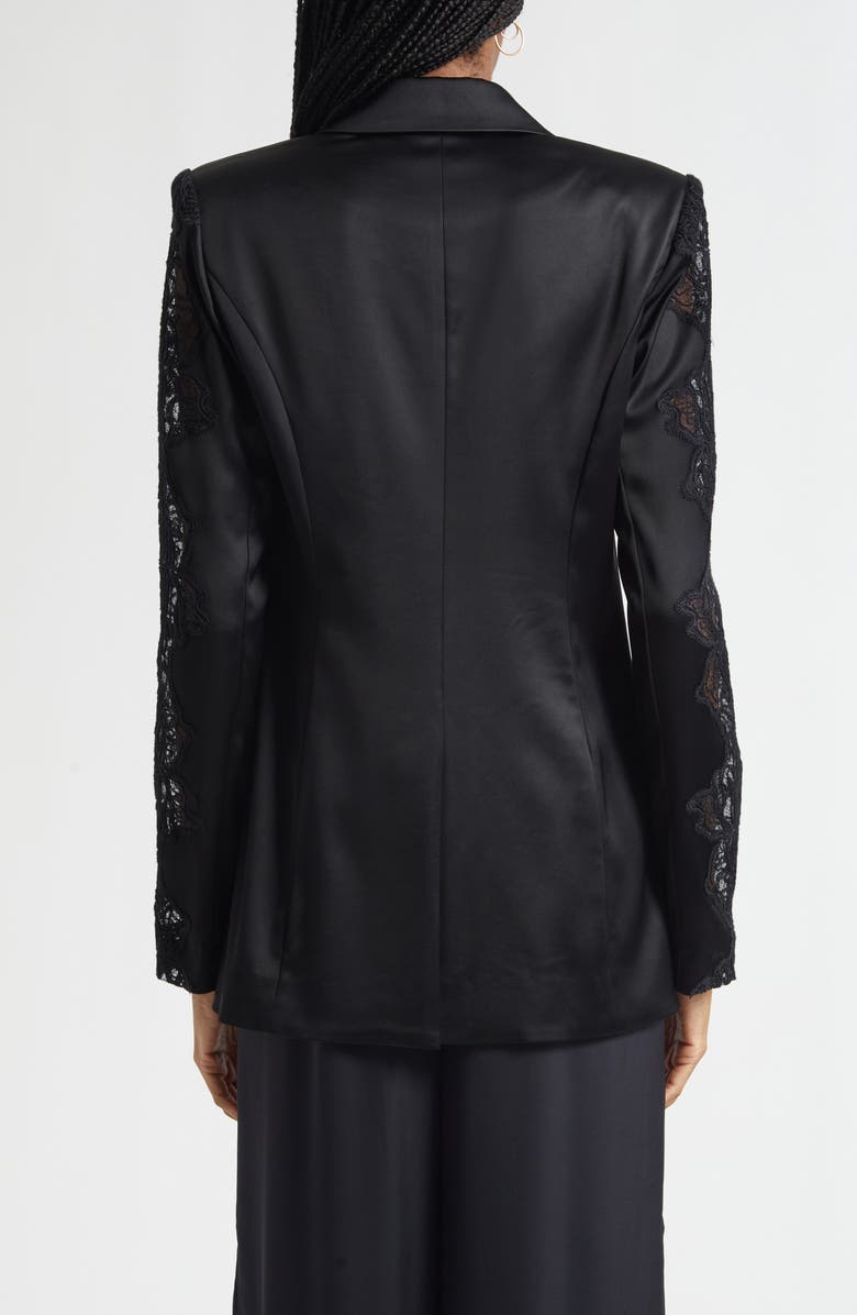 Ramy Brook Foxi Lace Trim Blazer, Alternate, color, Black