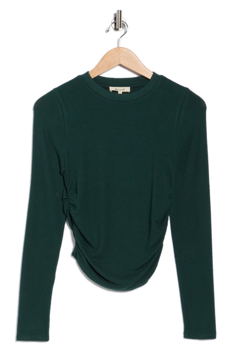 Long Sleeve Ruched Brushed Jersey Top, Alternate, color, SMOKY SPRUCE