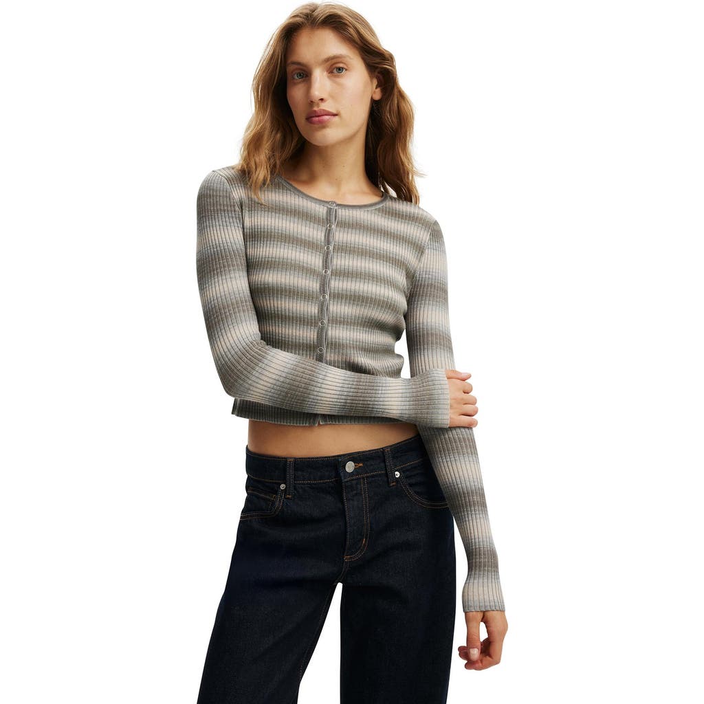Cotton On Everfine Rib Knit Cardigan In Gray