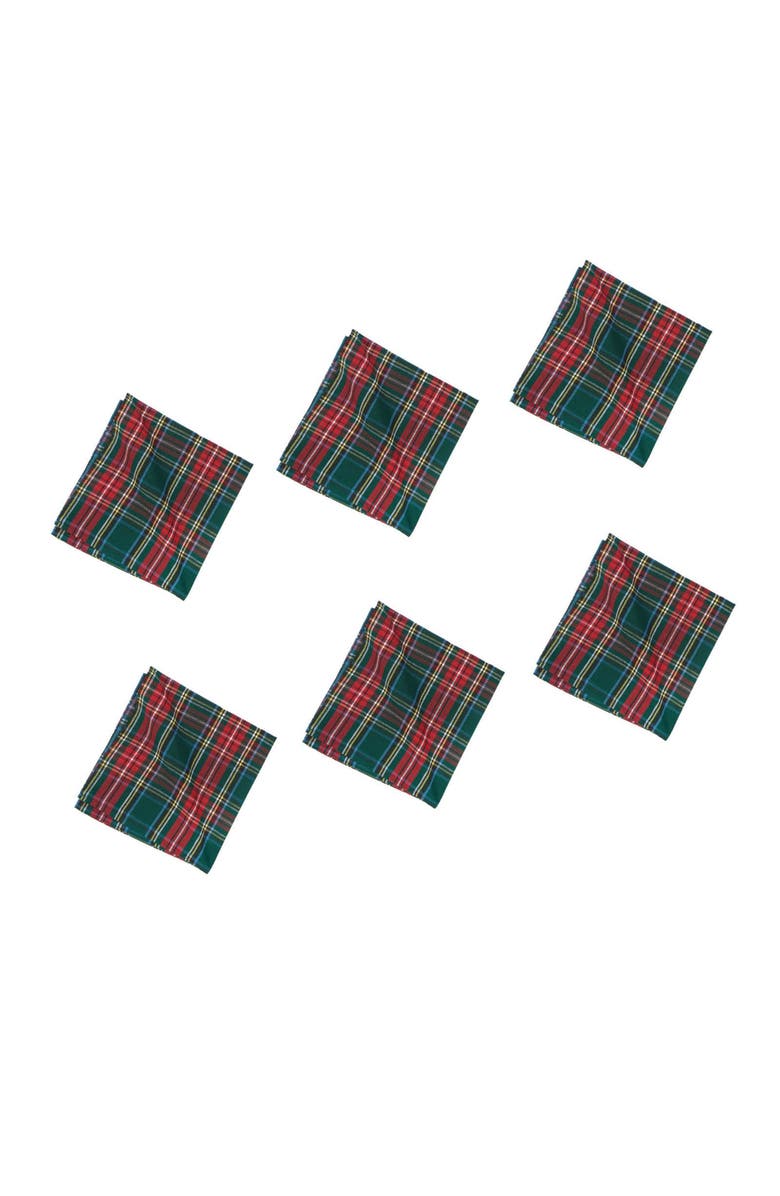 C&F Home Weston Red & Green Plaid 100% Cotton Set of 6 Cloth Napkins, Alternate, color, Red