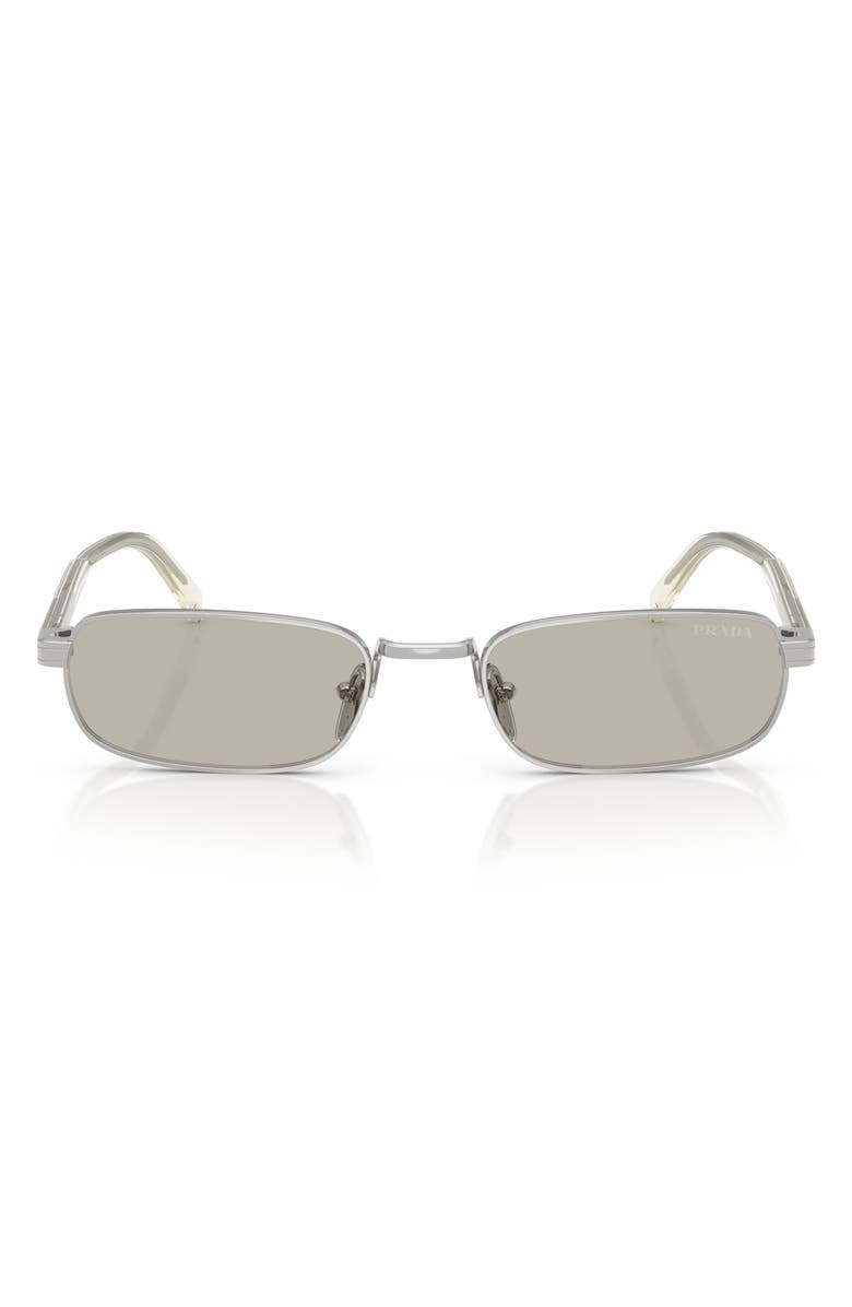 Prada 54mm Rectangular Sunglasses, Main, color, 1Bc30p54 Silver