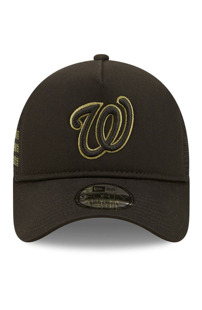 New Era Men's New Era x Alpha Industries Black Washington Nationals A-Frame 9FORTY Trucker Snapback Hat, Alternate, color, 
