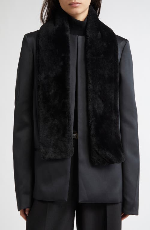 Totême Toteme Genuine Shearling Tuxedo Scarf In Black